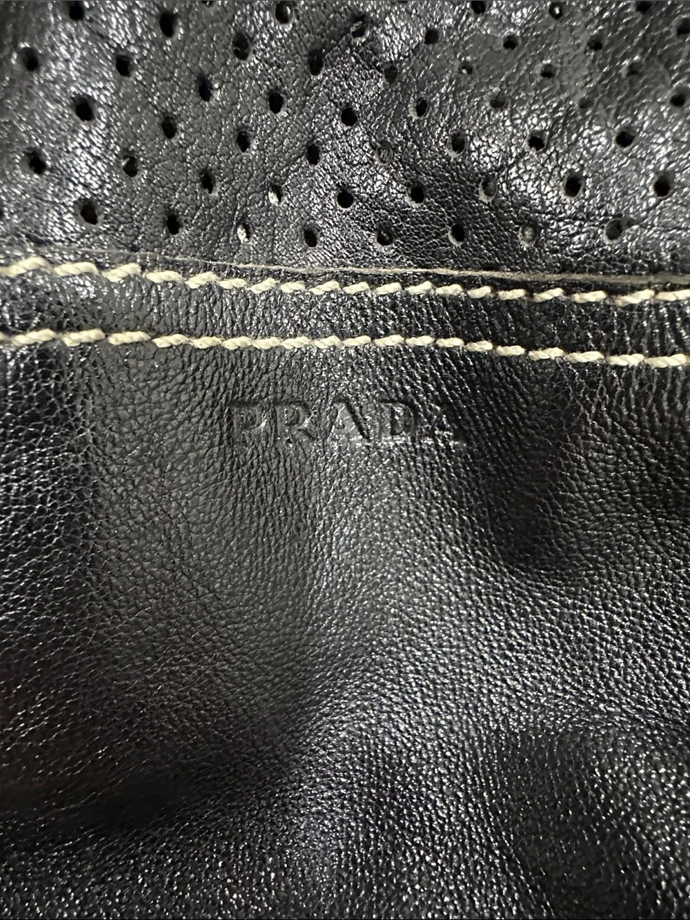 Prada vintage  Black Drawstring Shoulder Bag with Contrast Stitching